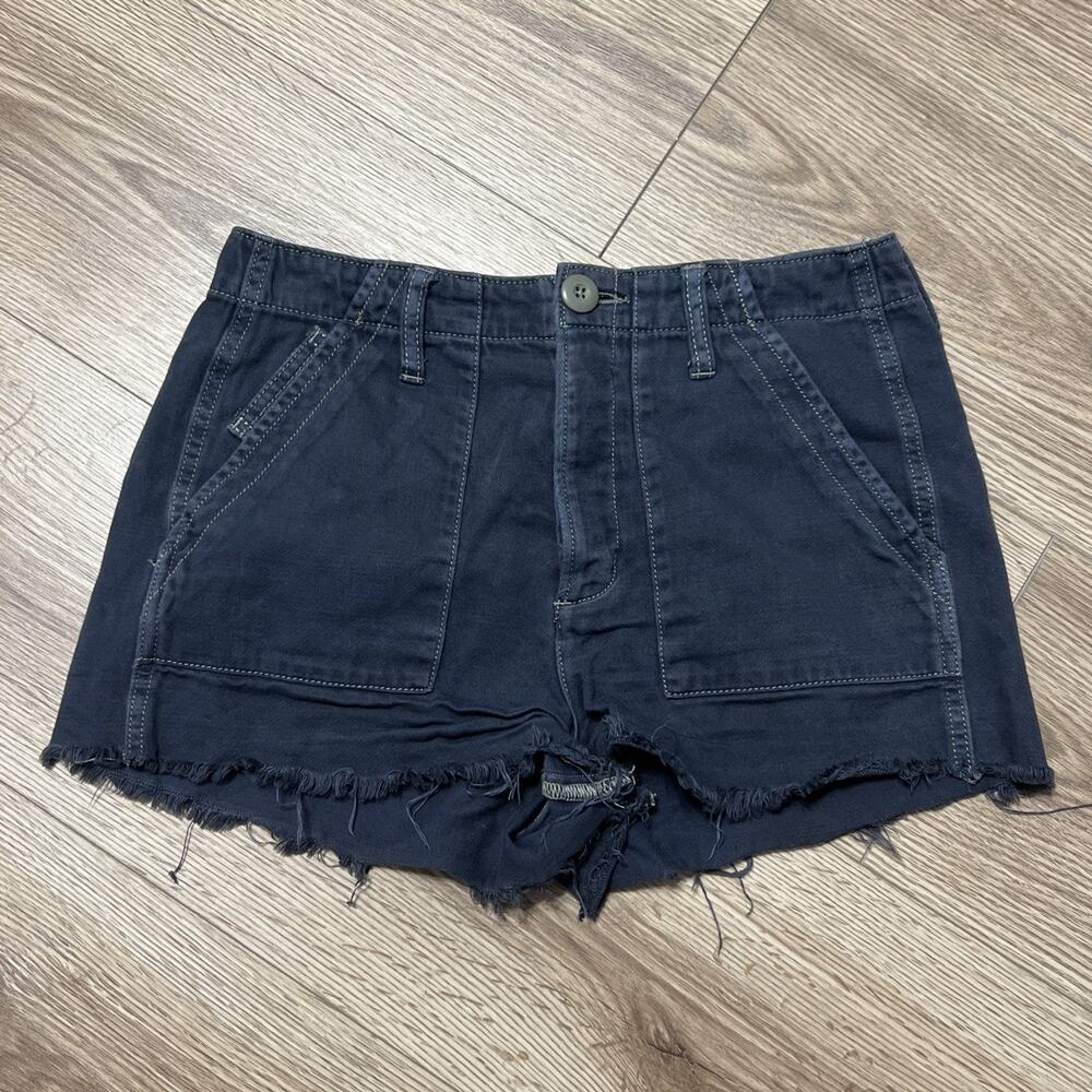 American Eagle Women’s Grey Blue Button-up Short Shorts Size 2 (A01)